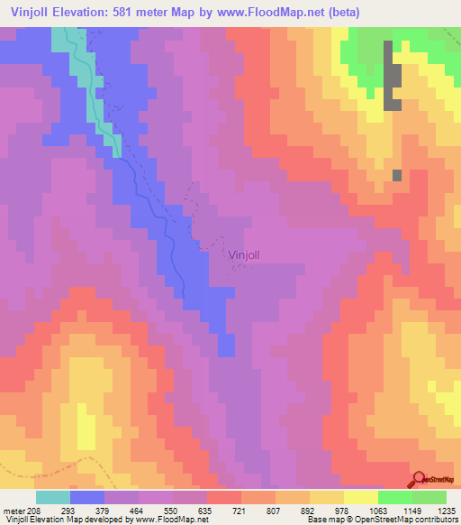 Vinjoll,Albania Elevation Map