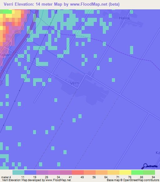 Verri,Albania Elevation Map