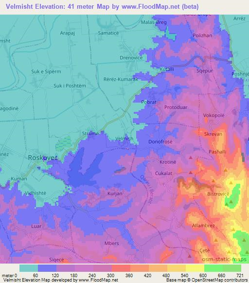 Velmisht,Albania Elevation Map