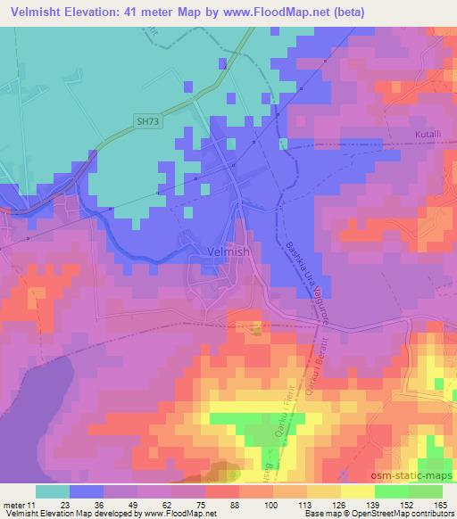 Velmisht,Albania Elevation Map