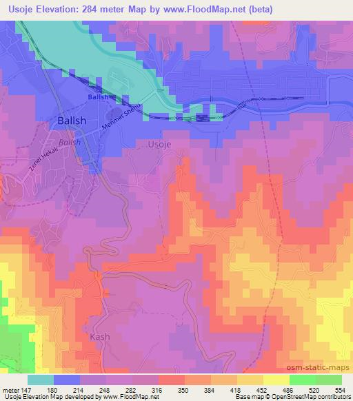 Usoje,Albania Elevation Map
