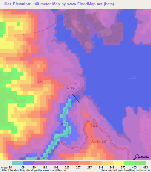 Ulez,Albania Elevation Map