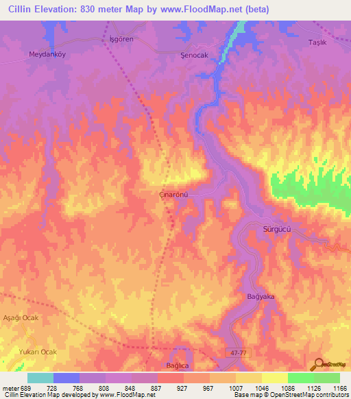 Cillin,Turkey Elevation Map