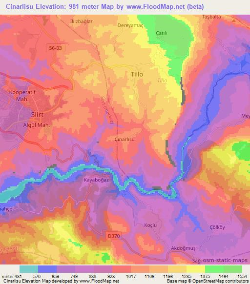 Cinarlisu,Turkey Elevation Map