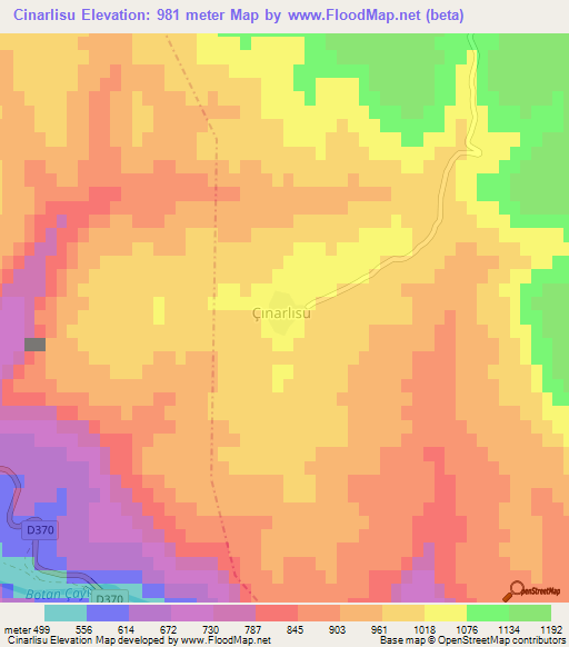 Cinarlisu,Turkey Elevation Map