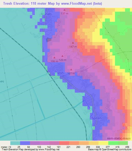 Tresh,Albania Elevation Map