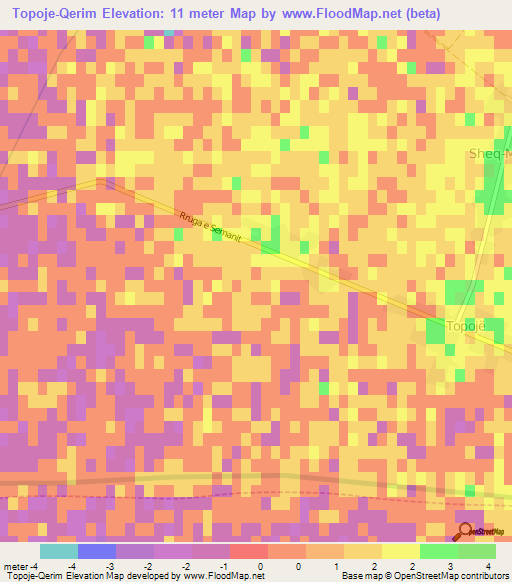 Topoje-Qerim,Albania Elevation Map