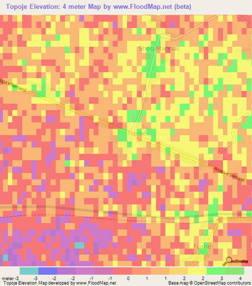 Topoje,Albania Elevation Map