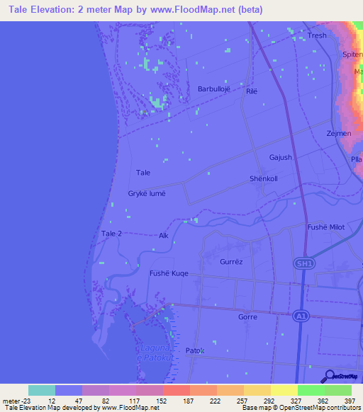 Tale,Albania Elevation Map