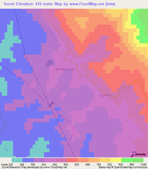 Surrel,Albania Elevation Map