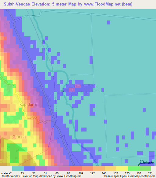 Sukth-Vendas,Albania Elevation Map