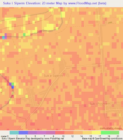 Suku i Siperm,Albania Elevation Map