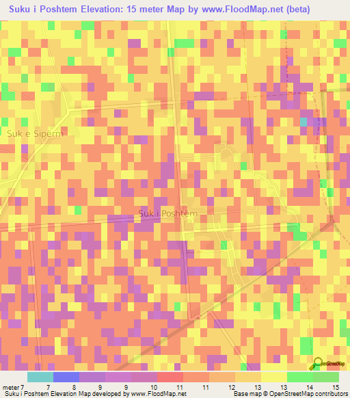 Suku i Poshtem,Albania Elevation Map