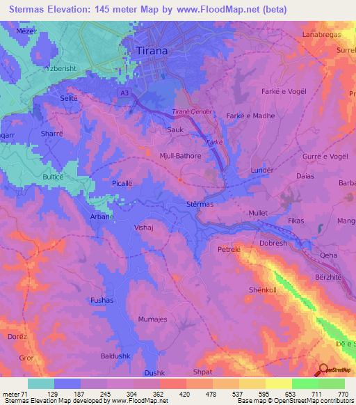 Stermas,Albania Elevation Map