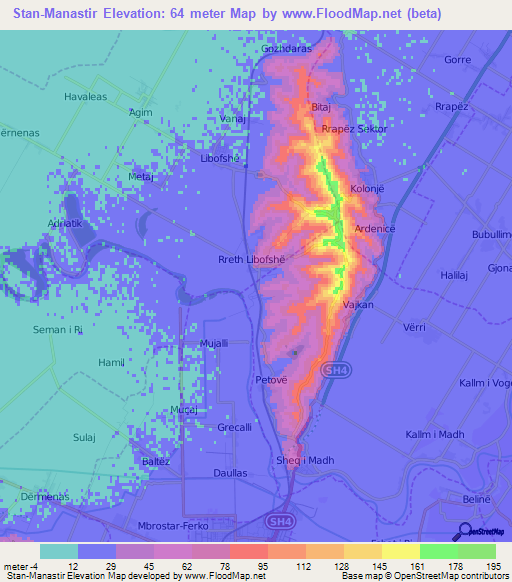 Stan-Manastir,Albania Elevation Map