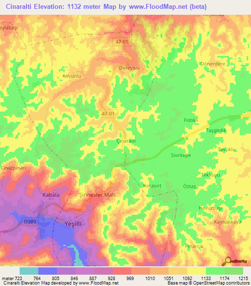 Cinaralti,Turkey Elevation Map