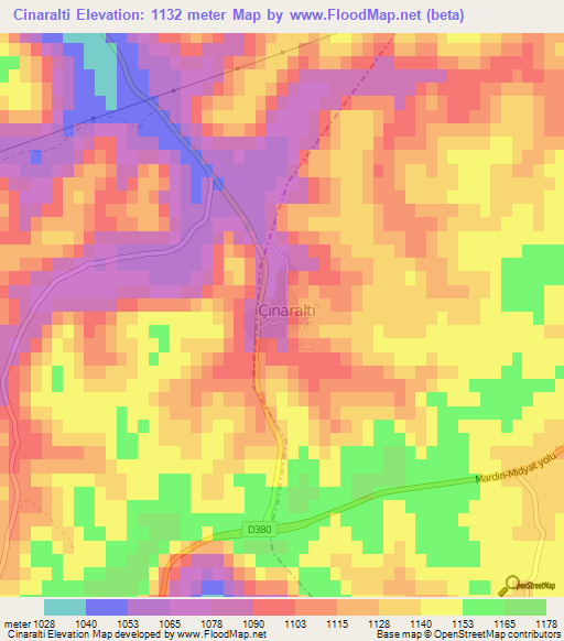 Cinaralti,Turkey Elevation Map