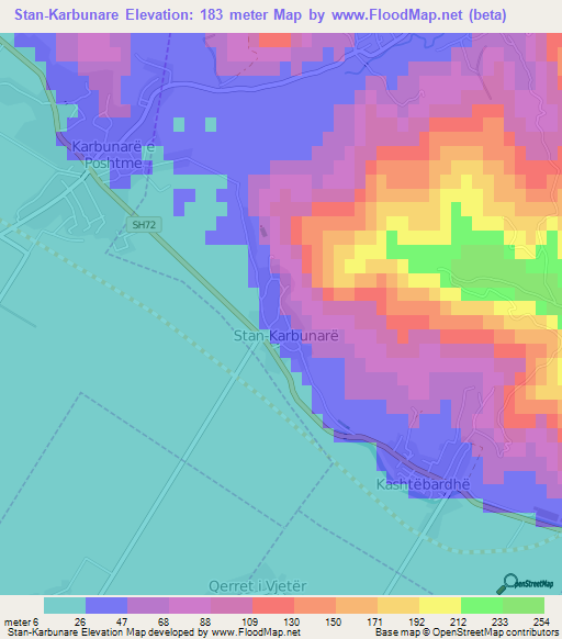 Stan-Karbunare,Albania Elevation Map