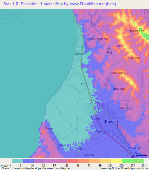 Stan i Ri,Albania Elevation Map