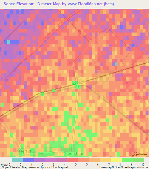 Sopez,Albania Elevation Map