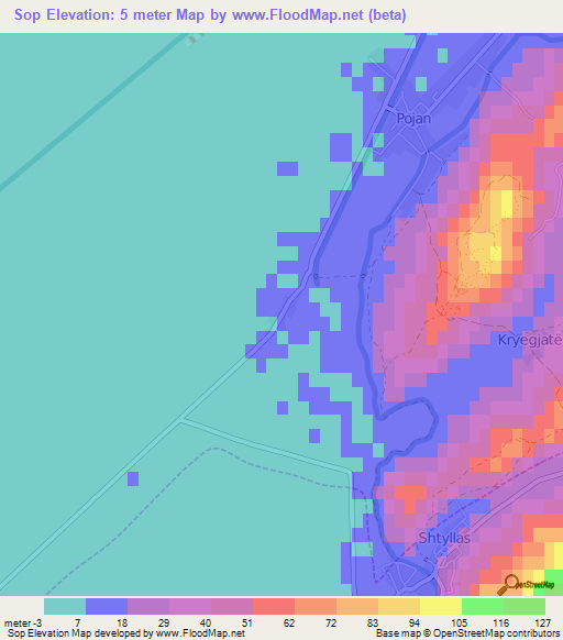 Sop,Albania Elevation Map