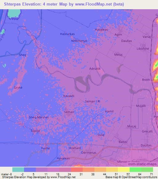 Shterpas,Albania Elevation Map