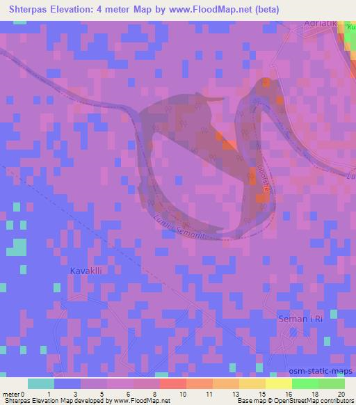 Shterpas,Albania Elevation Map