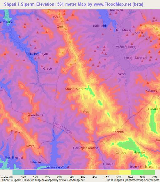 Shpati i Siperm,Albania Elevation Map