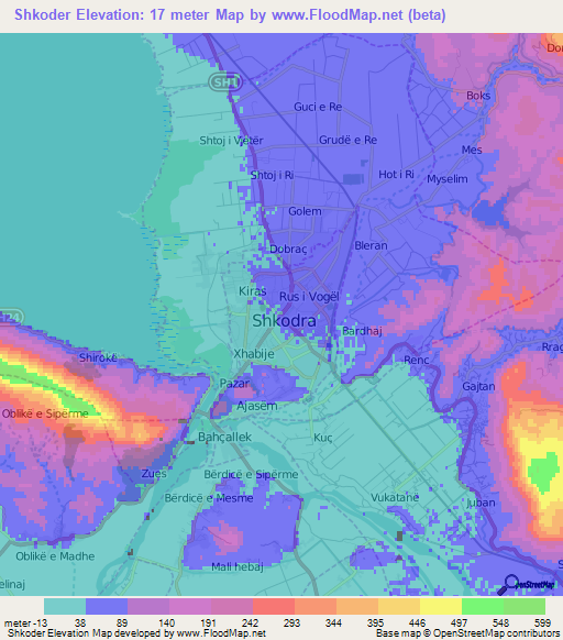 Shkoder,Albania Elevation Map