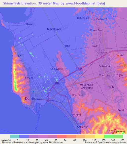Shinavlash,Albania Elevation Map