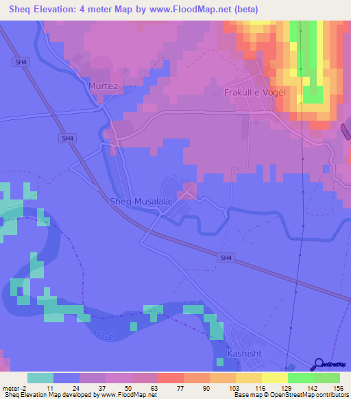 Sheq,Albania Elevation Map