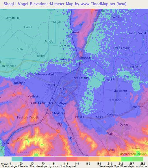 Sheqi i Vogel,Albania Elevation Map
