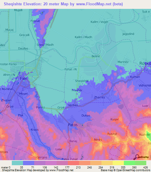 Sheqishte,Albania Elevation Map