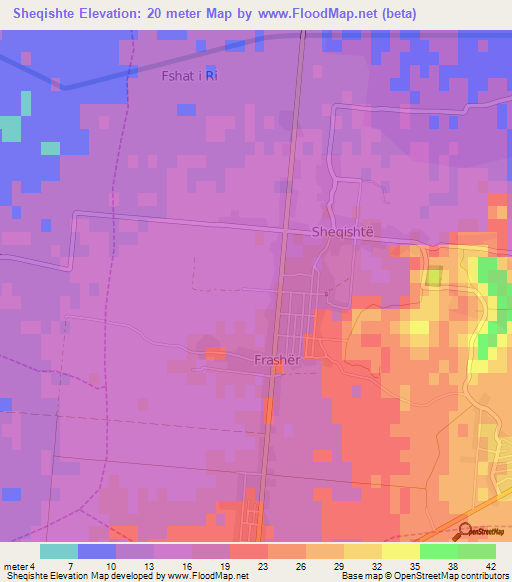 Sheqishte,Albania Elevation Map