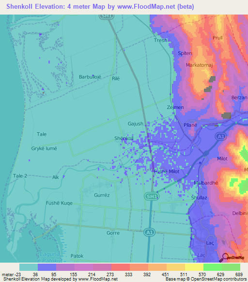 Shenkoll,Albania Elevation Map
