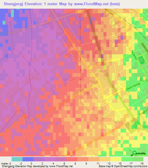 Shengjergj,Albania Elevation Map