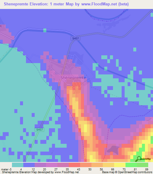 Shenepremte,Albania Elevation Map