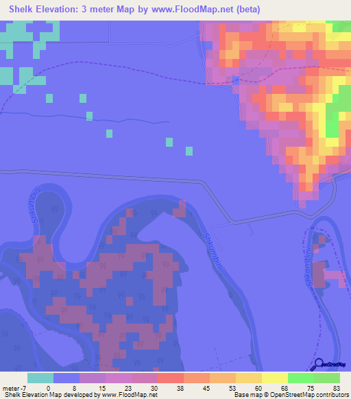 Shelk,Albania Elevation Map