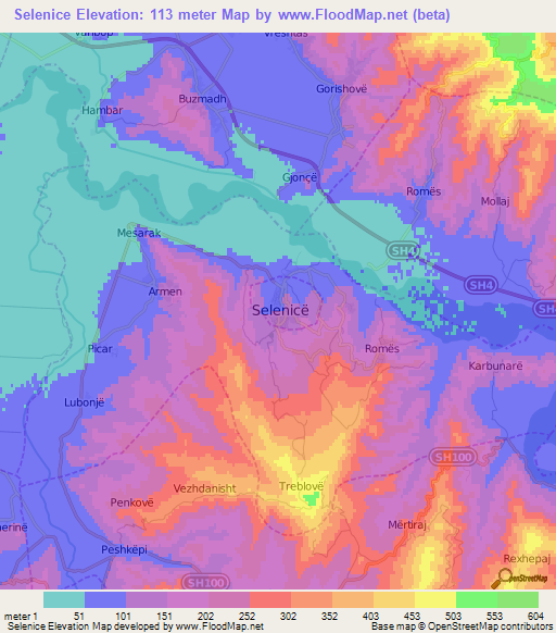 Selenice,Albania Elevation Map