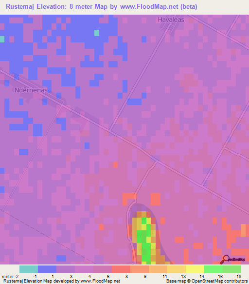 Rustemaj,Albania Elevation Map