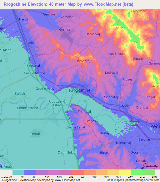 Rrogozhine,Albania Elevation Map