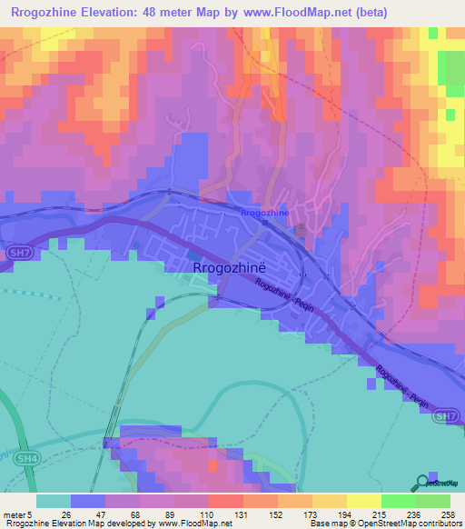 Rrogozhine,Albania Elevation Map