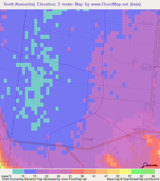 Rreth-Numanbej,Albania Elevation Map