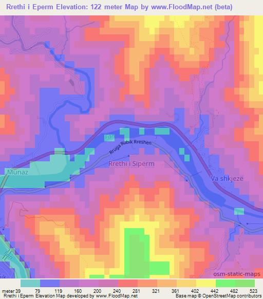 Rrethi i Eperm,Albania Elevation Map