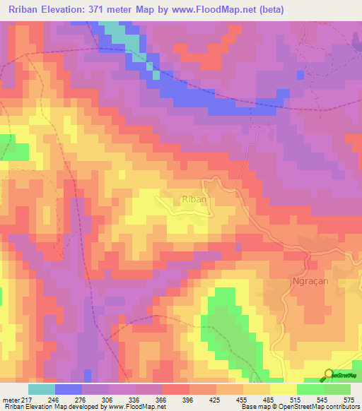 Rriban,Albania Elevation Map