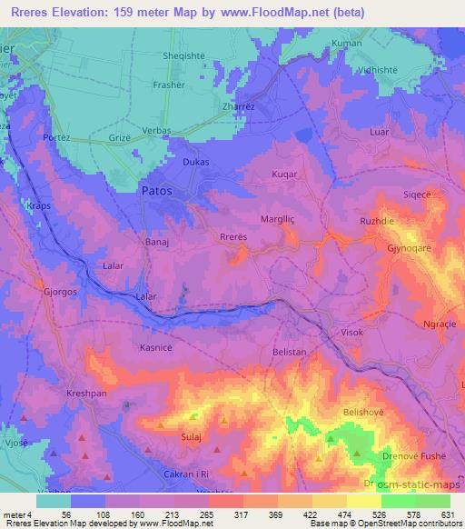 Rreres,Albania Elevation Map