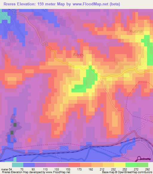 Rreres,Albania Elevation Map