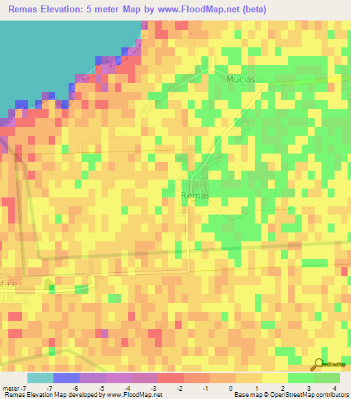 Remas,Albania Elevation Map