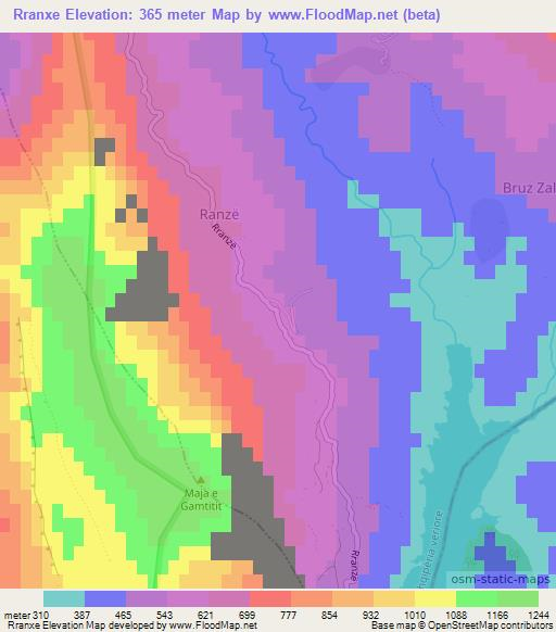 Rranxe,Albania Elevation Map