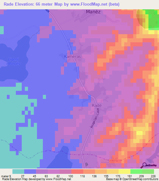 Rade,Albania Elevation Map